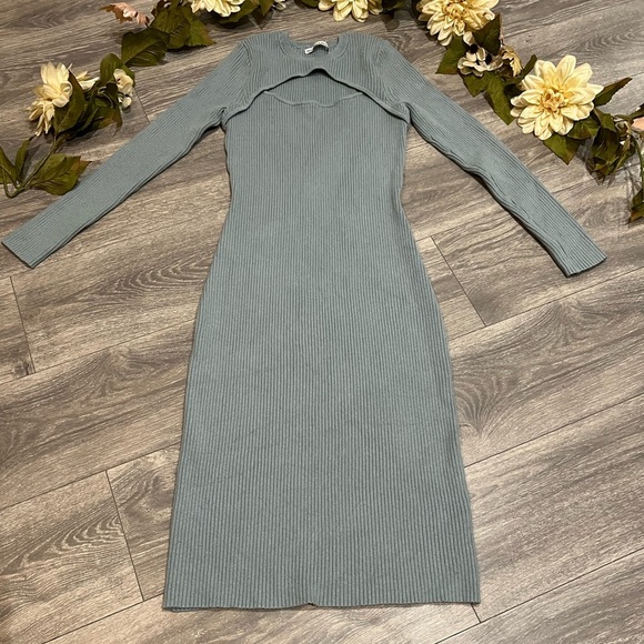 Abercrombie & Fitch Long Sleeve CutOut keyhole Knit Sweater Midi Dress L - Picture 5 of 10